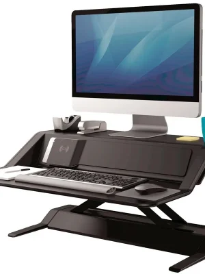 Begrenztes Angebot FELLOWES 6472489 Sitz-Steh Workstation, für 1 Monitor, montiert, schwarz, Traglast 15,8 kg, BxTxH 832x616x140 mm