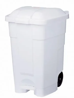 Direktkauf GLOGNER 6423513 Mobiler Abfallbehälter, Vol. 70 Liter, BxTxH 560x575x780 mm, mit Pedal, Korpus weiß, Deckel weiß