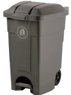 GLOGNER 6423512 Mobiler Abfallbehälter, Vol. 70 Liter, BxTxH 560x575x780 mm, mit Pedal, Korpus grau, Deckel grau Direkt Vom Hersteller
