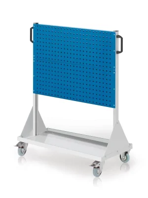KAPPES 848021 Werkstattwagen mit 1 Loch- + 1 Schlitzplatte je Seite BxTxH 1000x500x1230 mm, RAL 7035/5010 Super-Preis