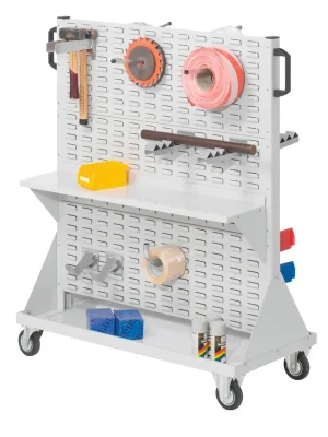 KAPPES 848022 Werkstattwagen mit 3 Schlitzplatten je Seite, BxTxH 1000x500x1230 mm, Gestell und Platten: RAL 7035 Preiswert