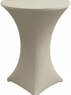 Markenware BILGERY 6408089 Stretchhusse + Top für Bistrotisch 85 cm, Material: 10 Elastan 90, Polyester 210g/qm, ecru