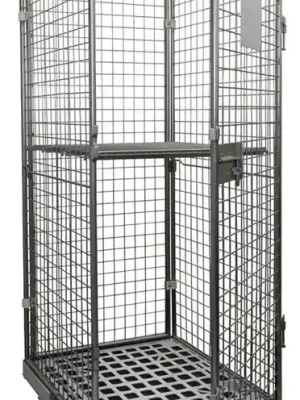 ESB 1979123 Rollbox mit Drahtgitterwänden, 5-seitig (1 Tür), 1 Boden, Nutzhöhe 1585 mm, LxBxH 810x720x1800 mm, Bodenplatte aus HDPE, RAL 7032 kieselgrau Letzte Chance