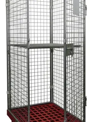 ESB 1979125 Rollbox mit Drahtgitterwänden, 5-seitig (1 Tür), 1 Boden, Nutzhöhe 1585 mm, LxBxH 810x720x1800 mm, Bodenplatte aus HDPE, RAL 3000 feuerrot Wochenendangebot