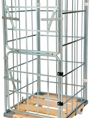 Begrenztes Angebot ESB 1979136 Rollbox, 4-seitig (halb abklappbare Vorderwand), Nutzhöhe 1460 mm, LxBxH 810x720x1640 mm, Bodenplatte aus Holz, natur