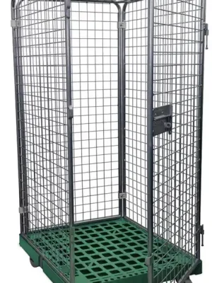 Finale Aktion ESB 1993137 Rollbox mit Drahtgitterwänden, 5-seitig (1 Tür), Nutzhöhe 1585 mm, LxBxH 810x720x1800 mm, Bodenplatte aus HDPE, RAL 6024 verkehrsgrün