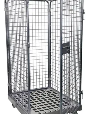 Sichere Zahlung ESB 1993136 Rollbox mit Drahtgitterwänden, 5-seitig (1 Tür), Nutzhöhe 1585 mm, LxBxH 810x720x1800 mm, Bodenplatte aus HDPE, RAL 7032 kieselgrau