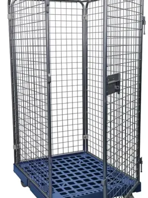 ESB 1993135 Rollbox mit Drahtgitterwänden, 5-seitig (1 Tür), Nutzhöhe 1585 mm, LxBxH 810x720x1800 mm, Bodenplatte aus HDPE, RAL 5012 lichtblau Meistverkauft