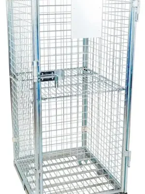 ESB 1979143 Rollbox mit Drahtgitterwänden, 5-seitig (1 Tür), 1 Boden, Nutzhöhe 1585 mm, LxBxH 810x720x1800 mm, Bodenplatte aus Stahl, verzinkt Preiswert