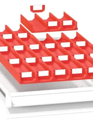 Must-Have POLAK CZ S.R.O. 6424168 Einteilungsmaterial-Set, 8x 2-teilige Mulden,24 Trennwände, LxBxH 605x316x28 mm, RAL3020