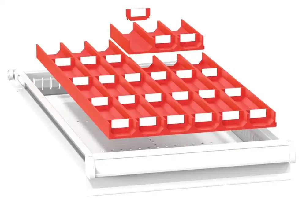 Must-Have POLAK CZ S.R.O. 6424168 Einteilungsmaterial-Set, 8x 2-teilige Mulden,24 Trennwände, LxBxH 605x316x28 mm, RAL3020