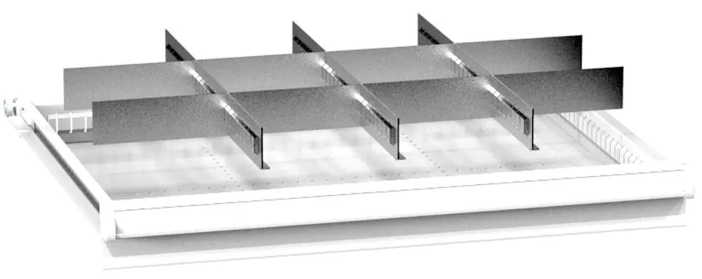 POLAK CZ S.R.O. 1613822 Einteilungsmaterial-Set, 3 Schlitzwände, 8 Trennbleche, für FH 200/250 mm, passend für Gehäusegröße BxT 1037x600 mm Kracherpreis