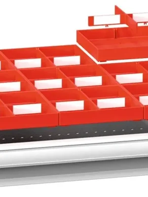 POLAK CZ S.R.O. 1985128 Einteilungsmaterial-Set, 9 Boxen 153x153x50 mm, 9 große Trenneinsätze, 18 kleine Trenneinsätze, für FH 75 mm, passend für Gehäusegröße BxT 578x600 mm Abverkauf