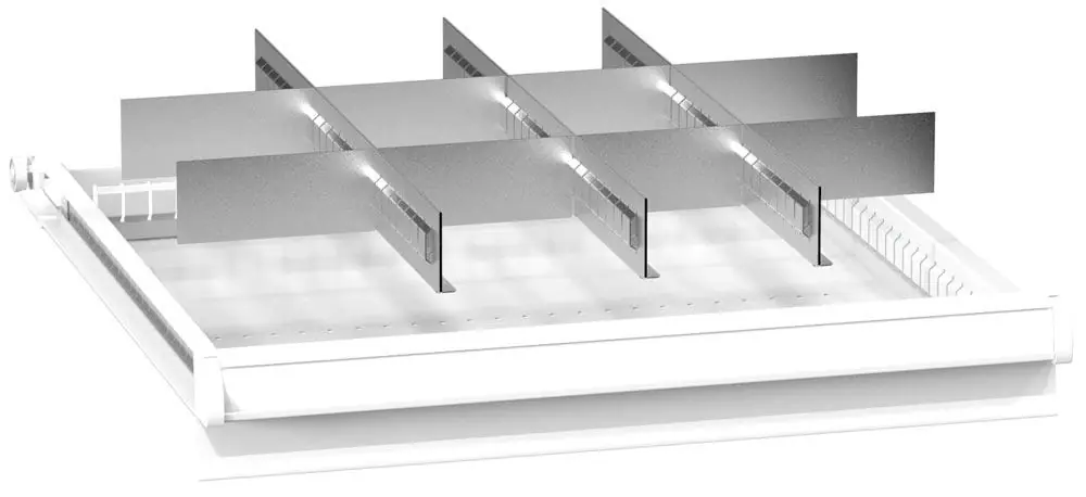 POLAK CZ S.R.O. 1613765 Einteilungsmaterial-Set, 3 Schlitzwände, 8 Trennbleche, für FH 75 mm, passend für Gehäusegröße BxT 578x600 mm Mega-Angebot