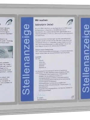 Begrenztes Angebot SCHAAR 854342 Schaukasten, BxTxH 725x27x380 mm, 3xDIN A4, Aluprofile, ESG-Glas, Rückwand weiß, magneth.