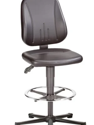 INTERSTUHL 1989473 ESD Arbeitsstuhl, Kunstleder schwarz, Gasfeder-Sitzverstellung 580-850 mm, Kunststoffgleiter u. Fußring Highlight