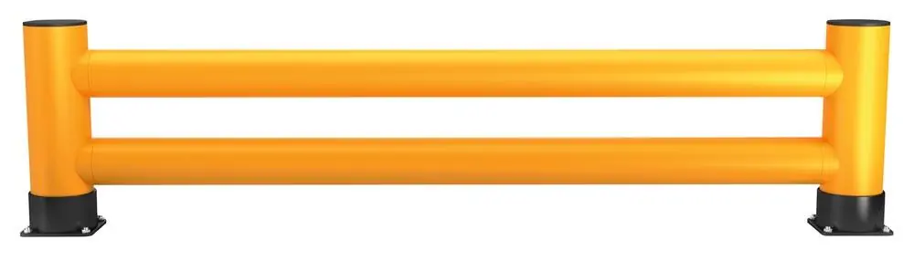 Preiswert AMPERE 6471519 Regalendschutz, Doppelplanke, HDPE, Länge 2500 mm, Höhe 600 mm, Pollerdurchm. 180 mm, Verbindungsrohrdurchm. 140 mm, Farbe gelb