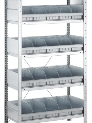 Mega-Angebot SCHULTE 821646 Kleinteileregal mit Schüttgutmulden, Grundfeld, verzinkt, 5 Fachböden, BxTxH 1000x500x2000 mm, Fachlast 250 kg