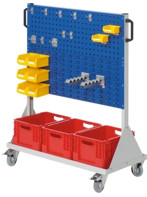 Top-Angebot KAPPES 848696 Werkstattwagen, 1 Loch- + 1 Schlitzpl. je Seite, Hakensort. 10-tlg., div. Kästen, Zub., BxTxH 1000x500x1230, RAL 7035/5010