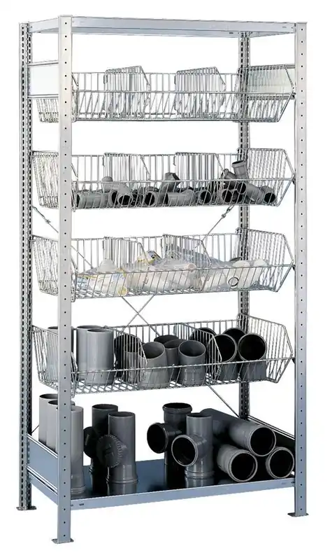 Jetzt Bestellen SCHULTE 821824 Kleinteileregal mit 4 Gitterkörben, Anbaufeld, BxTxH 1006x500x2000 mm, verzinkt, Fachlast 150 kg