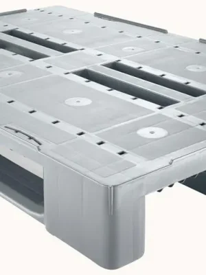 Bestpreis GLOGNER 6042241 3-Kufen-Palette aus HDPE, Traglast statisch/dynamisch 5000/1000 kg, grau, BxTxH 1200x800x145 mm, mit Rand