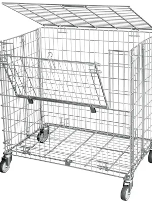 ESB 1987019 Ballwagen, abschließbar, faltbar im Leerzustand, mit 2 Ladeklappen, BxTxH 1040x610x1000 mm, Oberfl. galvanisch blau verzinkt Sale