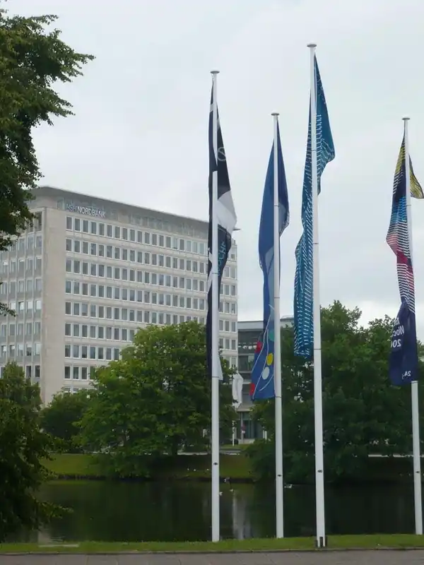 STORJOHANN GMBH 1981167 GFK Fahnenmast m. außenliegender Seilführung und Hissvorrichtung, Kippbeschlag, inkl. Mastspitze und weißem Leinenhalter, Länge 6 m Sichere Zahlung