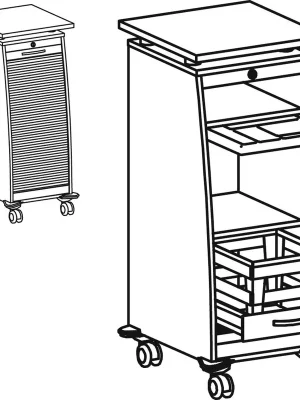 GERAMÖBEL 6042615 Rollladencaddy, BxTxH 515x600x1155 mm, 2 Böden, Utensilienschub, Hängeregistraturauszug, Schloss, fahrbar, lichtgrau/silber Preisreduziert