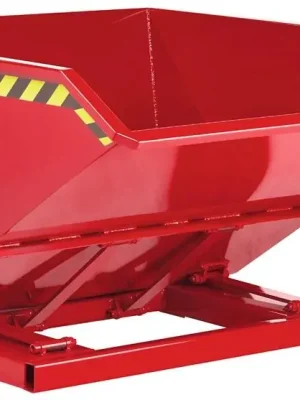 Markenware RR 823343 Muldenkippbehälter, Scherenmechanik, Volumen 0,5 cbm, Traglast 1200 kg, LxBxH 1450x830x780 mm, RAL 3000 feuerrot