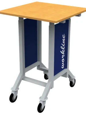 BEDRUNKA 848086 Fahrbarer Arbeitstisch mit stufenloser Höhenverstellung, BxTxH 750x750x980-1250 mm, RAL 7035/5013 Knallerangebot