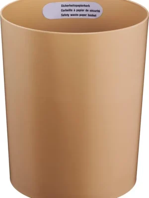 HELIT INNOVATIVE BÜROPRODUKTE 1989292 Sicherheits-Papierkorb, Kunststoff schwer entflammbar, Volumen 13 l, Durchm.xH 250x300 mm, gold, VE 5 Stück Expressversand