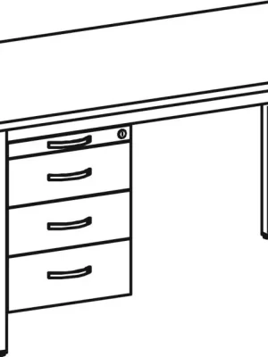 GERAMÖBEL 859650 Schreibtisch, BxTxH 1600x800x720 mm, 1 Hängecontainer: 1 Utensilienschub, 3 Schubladen, 4-Fuß-Gestell lichtgrau, Platte buche Nur Heute