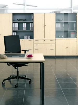 Echt GERAMÖBEL 1400950 Büro-Flügeltürenschrank, BxTxH 1000x425x1920 mm, 5 OH, 4 Böden, Schloss, buche