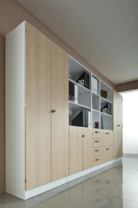 Expressversand HAMMERBACHER 1981056 Büro-Flügeltürenschrank, BxTxH 800x420x2004 mm, 1 Boden, 1 Kleiderstange, Schloss, buche