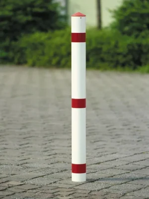 Sale URBANUS 852030 Sperrpfosten aus Stahl, rund Durchm. 76 mm, mit 3 roten Ringen, zum Einbetonieren