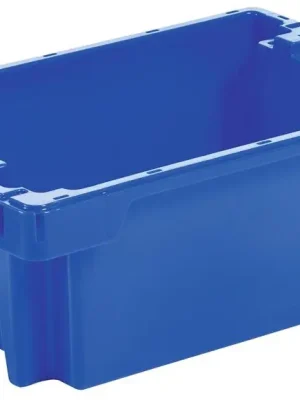 Begrenztes Angebot GLOGNER 6409756 Drehstapelbehälter, ohne Bodenlochung, BxTxH 600x400x225 mm, Vol. 32 l, Farbe blau, VE 2 Stück