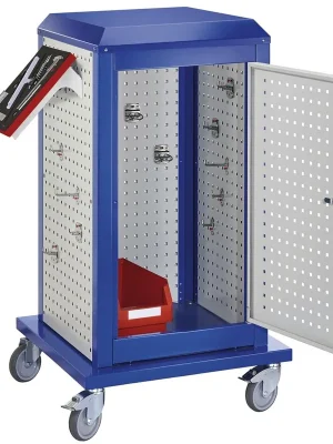 Beliebt KAPPES 1991223 Tool-Tower klein, BxTxH 700x700x1260 mm, mobil, 3 Lochplatten, 1 Boden, 1 Tür, RAL 5010/7035
