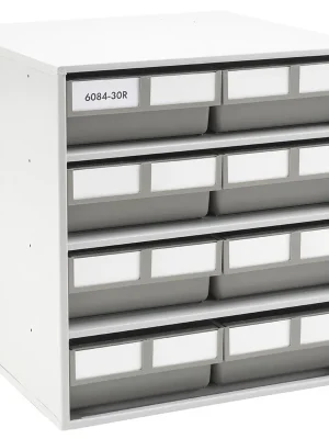 TRESTON 6043923 Schubladenmagazin, BxTxH 400x300x395 mm, 16 PP-Schubladen/grau, BxTxH 94x300x80 mm + Etiketten, Rahmenfarbe grau Kracherpreis
