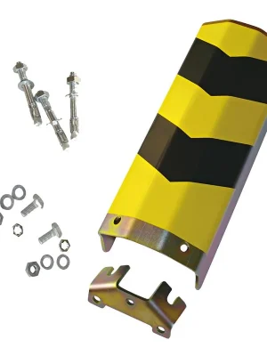 X-TEK 877573 Front-Anfahrschutz-Set, frontaler Schutz, Weite 150 mm, Höhe 400 mm, inkl. Schrauben, Winkel und Montagematerial, gelb/schwarz Neu Im Sortiment