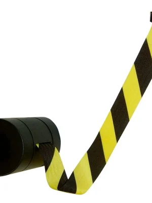 TENSATOR GMBH 845415 Wandkassette mit Rollgurt, Wandfixierung inkl. Wandanschluss, Gehäuse Kunststoff schwarz, Gurt 7,70 m, gelb/schwarz Sonderangebot