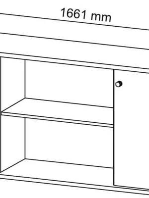 HAMMERBACHER 1982304 Sideboard, BxTxH 1661x448x840 mm, 2 Zwischenwände, 2 Holztüren, 1 Boden, lichtgrau Finale Aktion