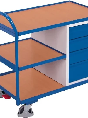 Tischwagen 250kg B1125xT625xH1010mm RAL 7035/5010 4 Schubladen,3Ladeflächen | RAL 7035/5010 | 1779833 Expressversand