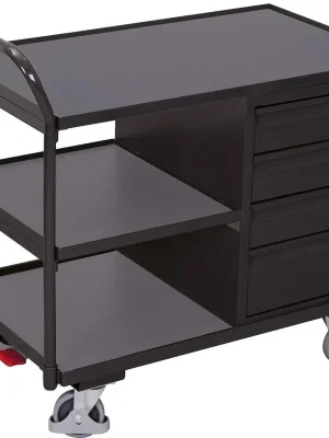 Markenprodukt Tischwagen 250kg B1125xT625xH1010mm RAL 7035/7016 4 Schubladen,3Ladeflächen | RAL 7016/7016 | 1781894