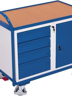 Highlight Tischwagen 250kg B1125xT625xH1010mm RAL 7035/5010 4 Schubladen, 1 Schrank | RAL 7035/5010 | 1777914