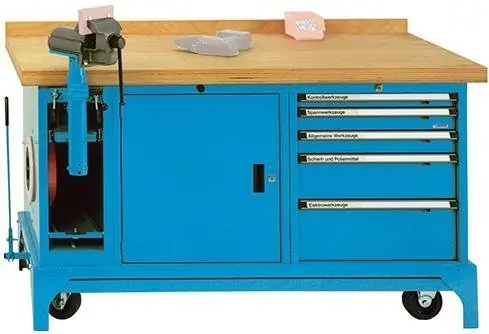 Mob.Werkbank FMW150/5/T m.Kabelaufroller RAL5012 LOKOMA | mit Kabelaufroller | 1777691 Schnäppchen
