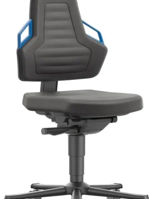 Markenware Bimos Arbeitsstuhl Nexxit 2 Griff blau Sitzhöhe 450-600 mm Supertec schw.,m. Rollen | Nexxit 2 mit Rollen, Griffe blau | Supertec | 1769195