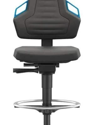 Bimos Arbeitsstuhl Nexxit 3 Griff blau Sitzhöhe 570-820 mm Supertec schwarz,Fußring | Nexxit 3 mit Gleitern, Fußring, Griffe blau | Supertec | 1773690 Neuheit