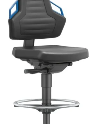 Bimos Arbeitsstuhl Nexxit 3 Griff blau Sitzhöhe 570-820 mm Integral schwarz,Fußring | Nexxit 3 mit Gleitern, Fußring, Griffe blau | Integralschaum | 1775924 Sale