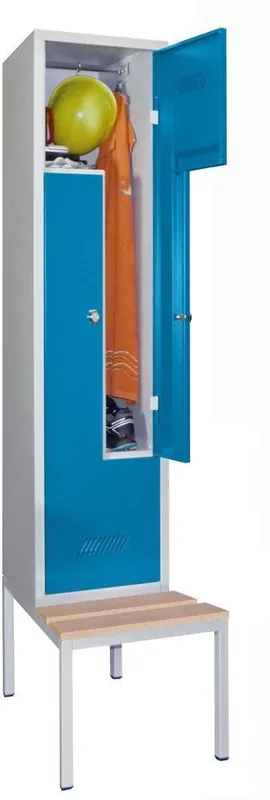 ZSchr Buche 2tlg. Dreh 735512 | RAL 7035/5012 | 2 Abteile | 400x500/800x2150 mm | 1779428 Markenware