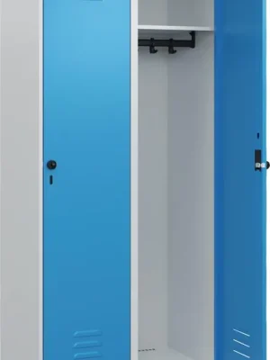 Aktuell Garderobenschrank CLASSICB800xT500xH1950 mm RAL 7035/5012, 2 Abteile mit 100 mm hohem Sockel | 400 mm | 800 mm | 2 | RAL 7035/5012 | 1770766